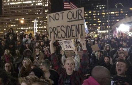 Hundreds of people marched in Baltimore to show their dissatisfaction with President-elect Donald J. Trump on Thursday.
